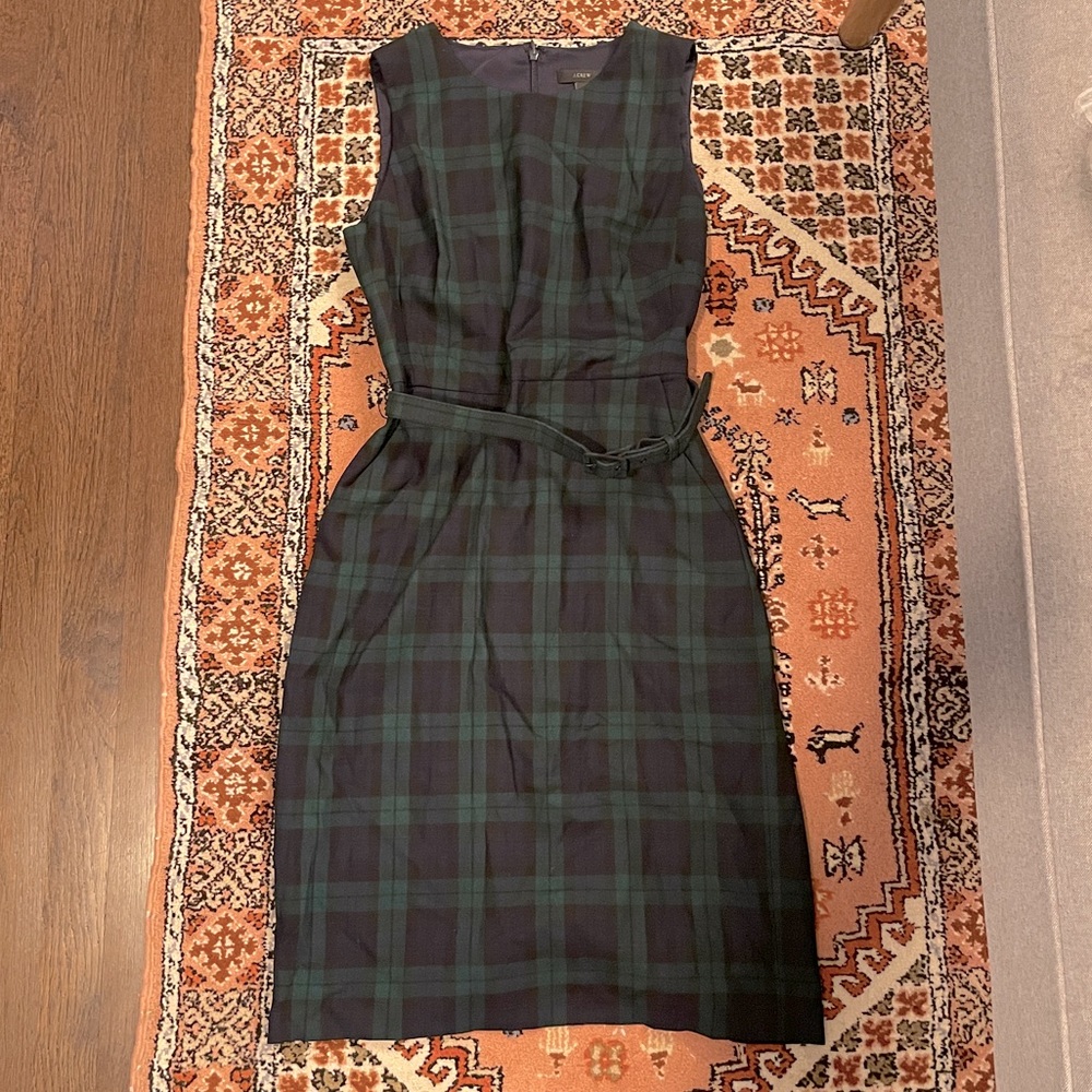 J. Crew Belted Sheath Dress in Tartan - Size 4
